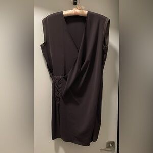 AllSaints Gray-GreenSleeveless Dress with Lace-Up